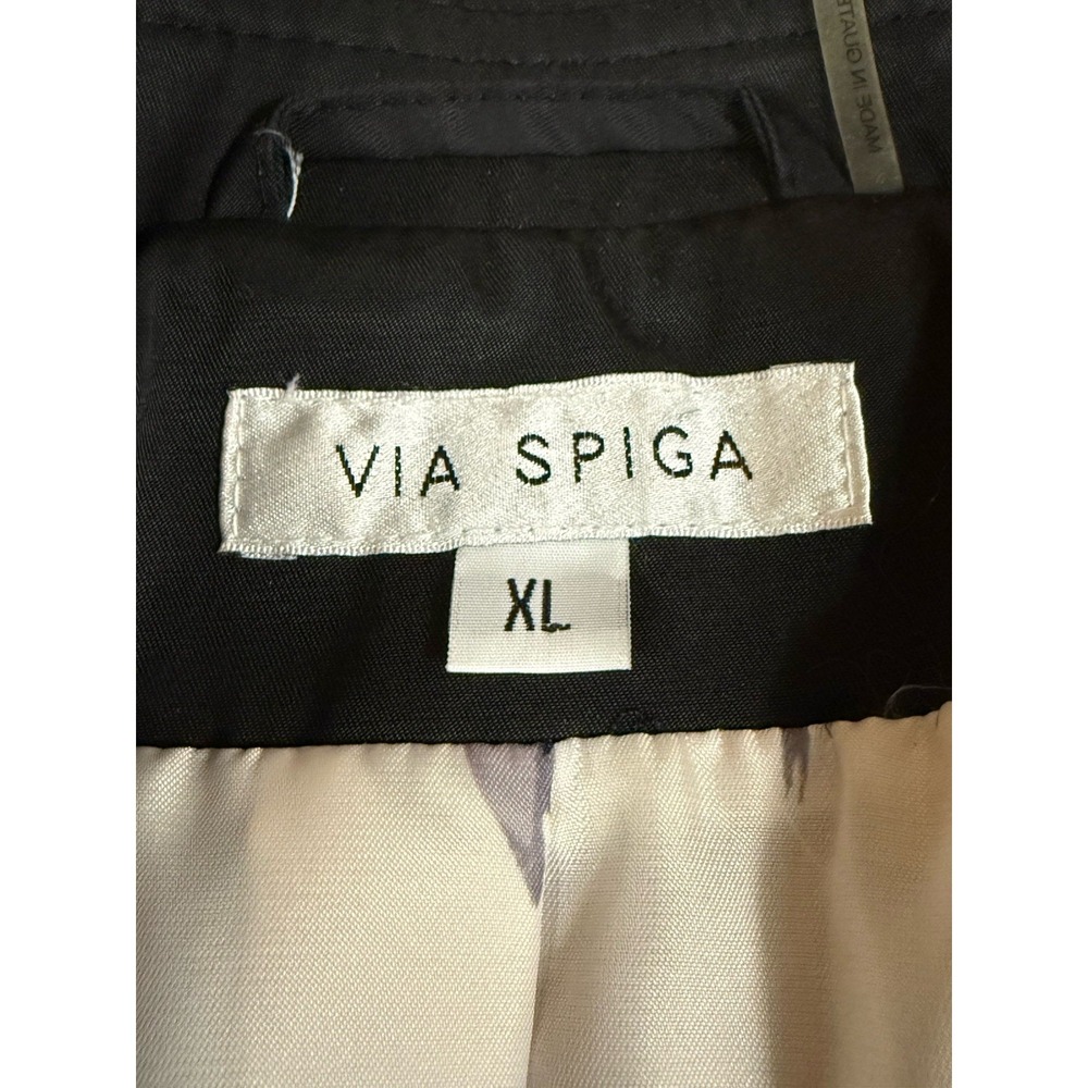 Via Spiga Womens‎ Double Breasted Belted Trench Coat Lined Pockets Black Sz XL - Picture 10 of 15